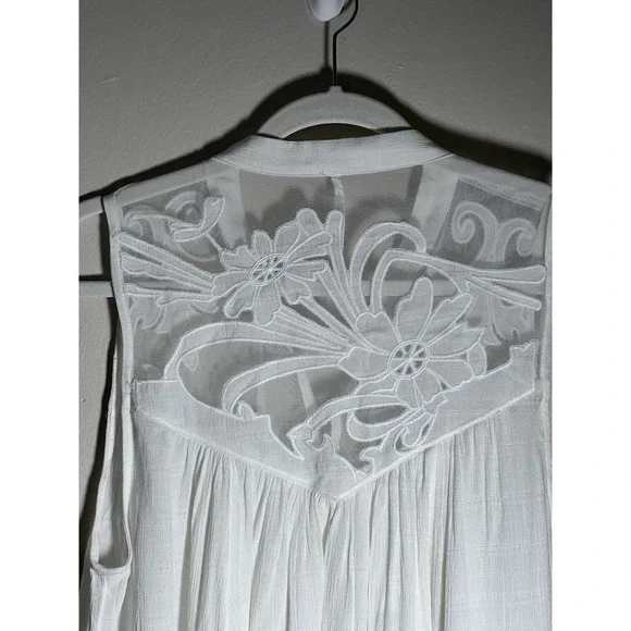 Free People Western Romance Top Womens‎ Medium Mesh Appliqué Boho Coquette - Picture 4 of 8